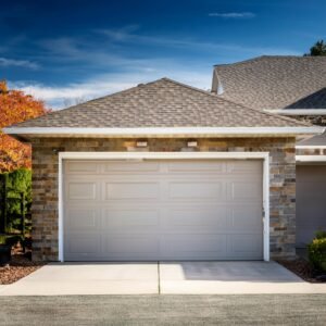 Professional technician repairing a garage door